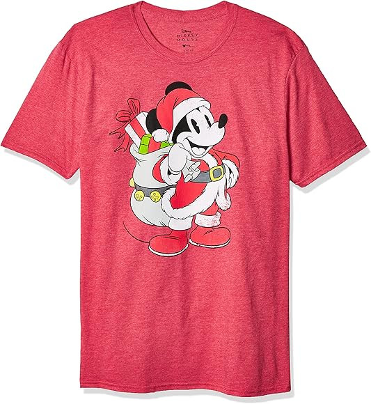 STAR WARS Men's Christmas Mickey Mouse Santa Red Graphic T-Shirt | Amazon (US)