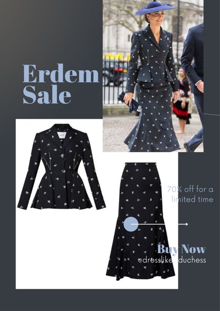 Kate Middleton Erdem peplum blazer and flounce hem skirt on sale 