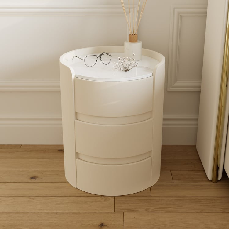 Sintered Stone Top 3-Drawer Leather Narrow Nightstand | Homary