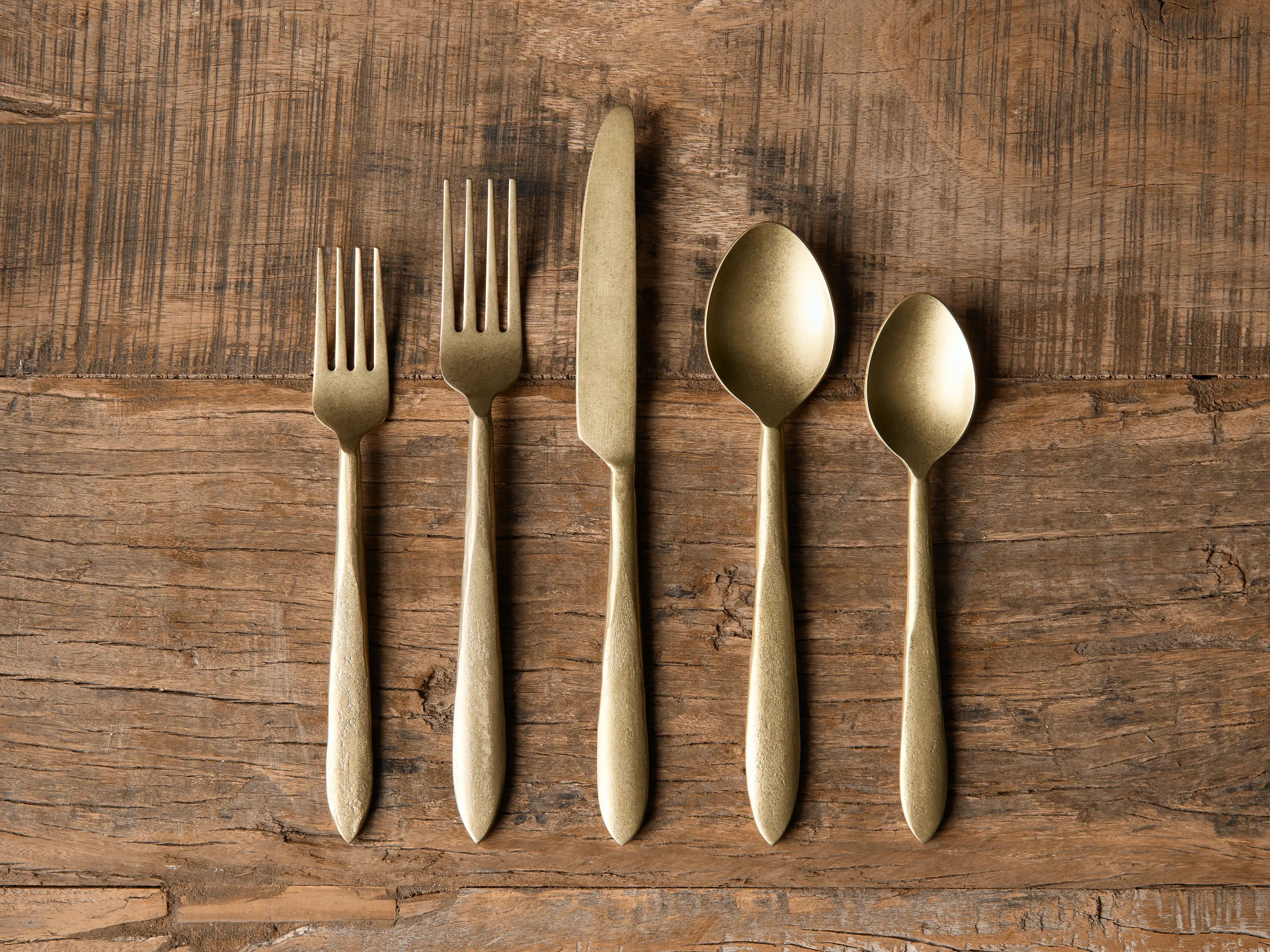 Murray Five Piece Place Setting in Gold | Arhaus