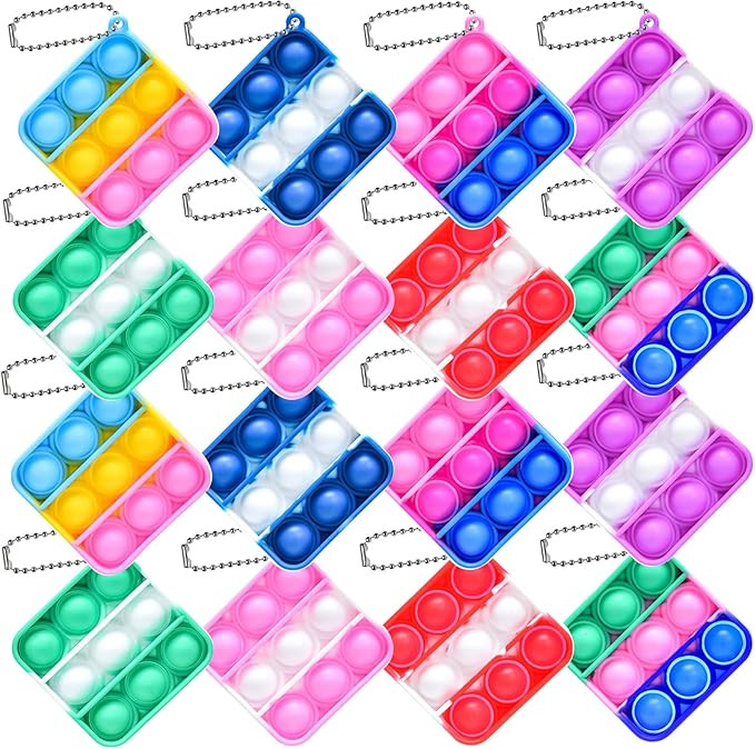 Zxhtwo 16 PCS Mini Pop Fidget Toy Pack Simple Bubble Poping Sensory Keychain Toys, Silicone Squee... | Amazon (US)
