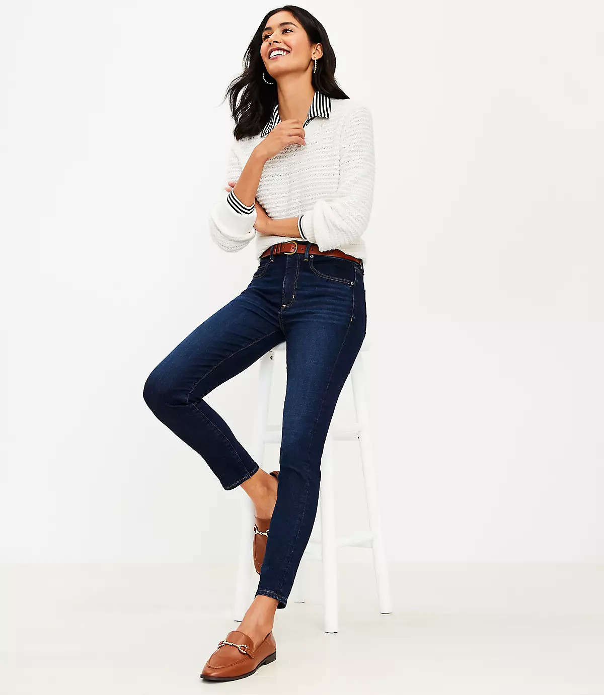 High Rise Skinny Jeans in Classic Dark Indigo Wash | Loft | LOFT
