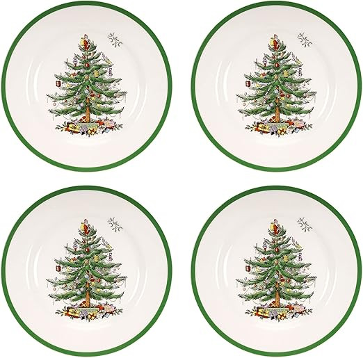 Spode Christmas Tree Dinner Plate | set of 4 Dinner, Salad, Pasta, and Appetizer Plates 10.5 Inch... | Amazon (US)