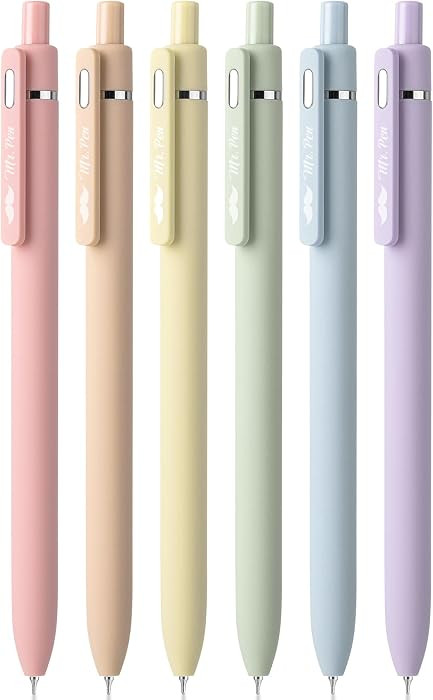 Mr. Pen- Retractable Gel Pens for Journaling, 6 Pack, 0.5 mm Black Ink, Pastel Barrels, Smooth Wr... | Amazon (US)