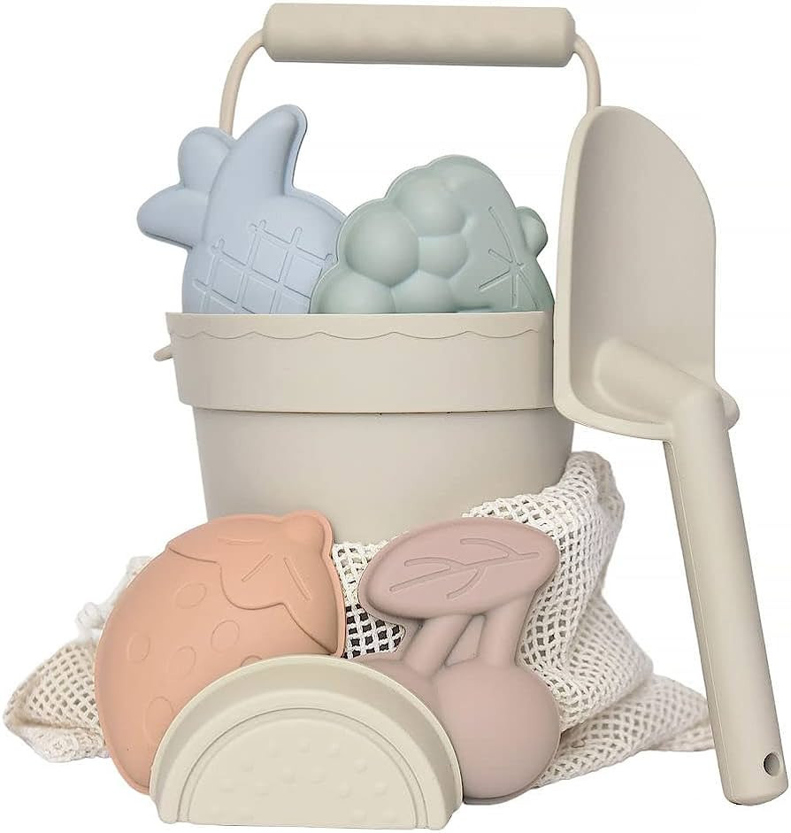 ForeverElla Silicone Beach Toys for Kids 3-10 - Sand Toys for Toddlers and Babies - 5 Molds with ... | Amazon (US)