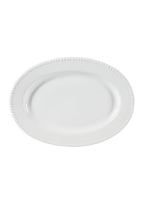 Crown & Ivy White Beaded Oval Platter | Belk