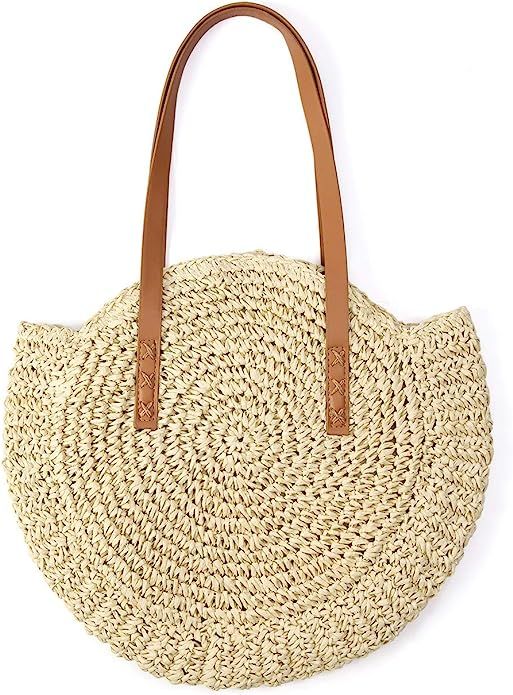 Ayliss Women Straw Woven Tote Large Beach Handmade Weaving Shoulder Bag Handbag | Amazon (US)