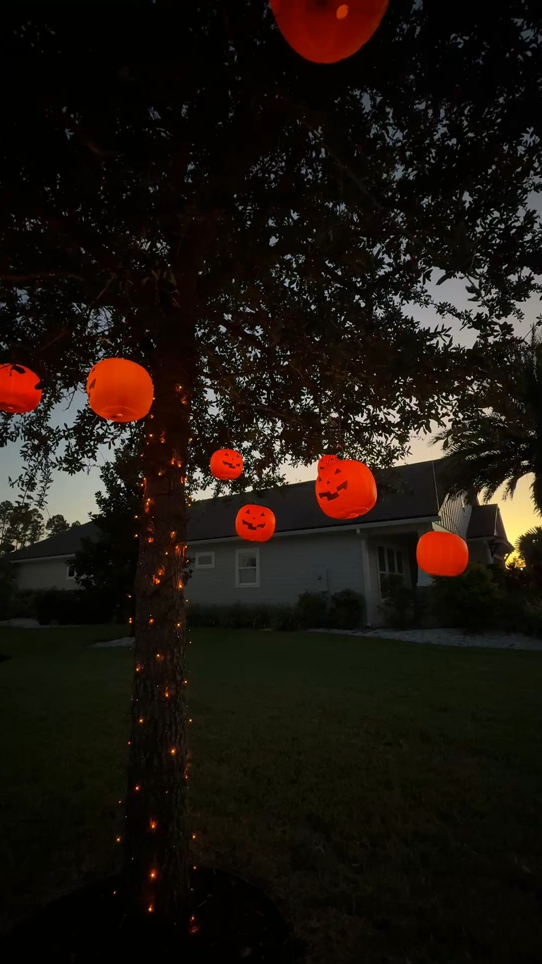 pumpkin pale tree!! inexpensive Halloween decorations that make a big impact!