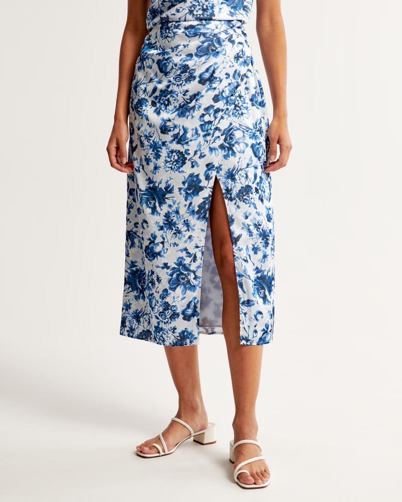 Draped Satin Maxi Skirt | Abercrombie & Fitch (US)