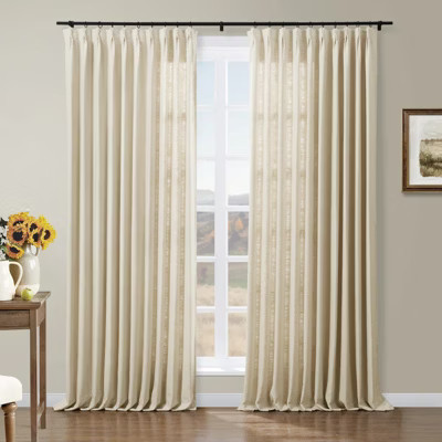 TWOPAGES Linen Blend Room Darkening Drape Pinch Pleat Lined Curtain, Sand Beige, 1 Panel, 52"x120" | Target