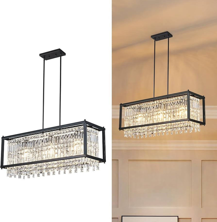 LMQNINE 3-Light Dining Room Light Fixture 30.7 inch Square Lndustrial Farmhouse Chandelier Black ... | Amazon (US)