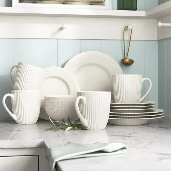 Grafton Embossed Bone 16 Piece Dinnerware Set, Service for 4 | Wayfair North America