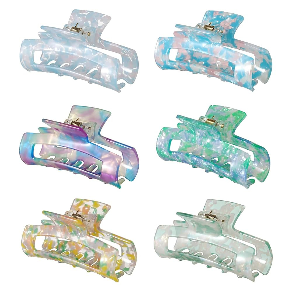 6 Pcs Hair Clip, Acetate Material, French Design Hair Jaw with Tortoise Celluloid Pattern, Medium... | Amazon (US)