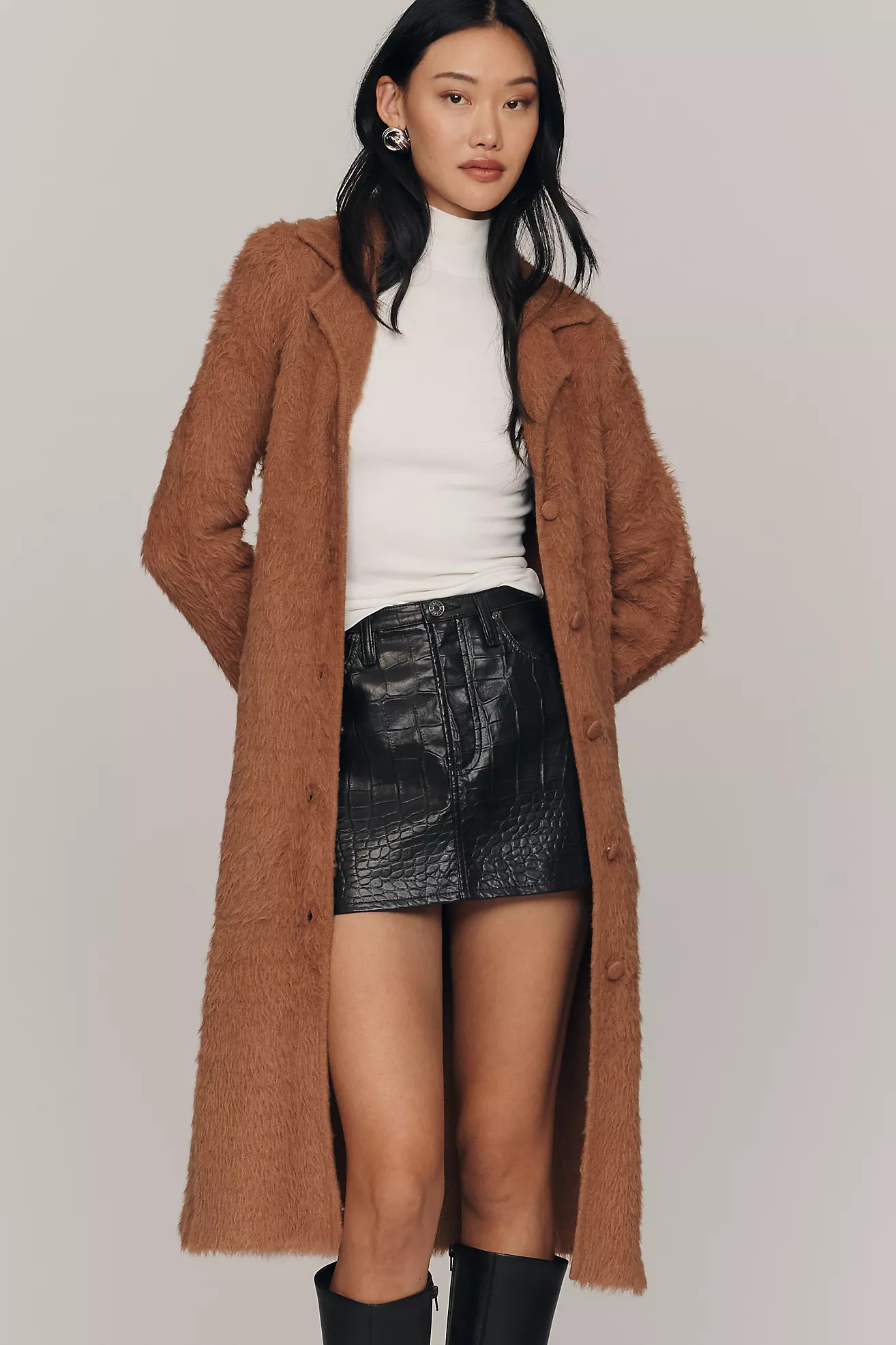 Maeve Collared Eyelash Long Coatigan | Anthropologie (US)