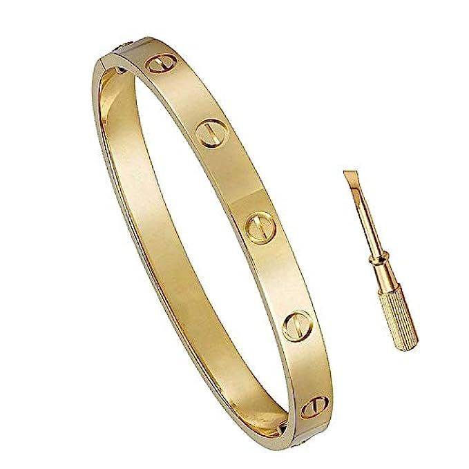 COCOCITY Womens Love Bracelet Stainless Steel Cuff Bangle Bracelet | Amazon (US)