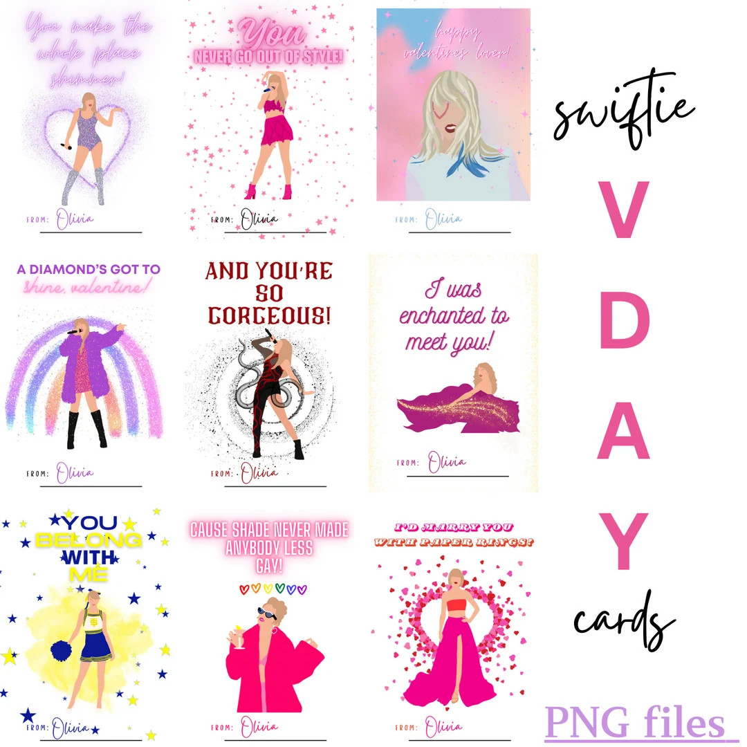 Taylor Swift Inspired Valentine's Day PNG Cards Print at home February - Eras Lover Midnights Uni... | Etsy (US)