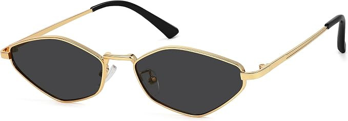 Retro Irregular Narrow Sunglasses for Women Trendy Vintage Polygon Small Shades Metal Frame UV Pr... | Amazon (US)