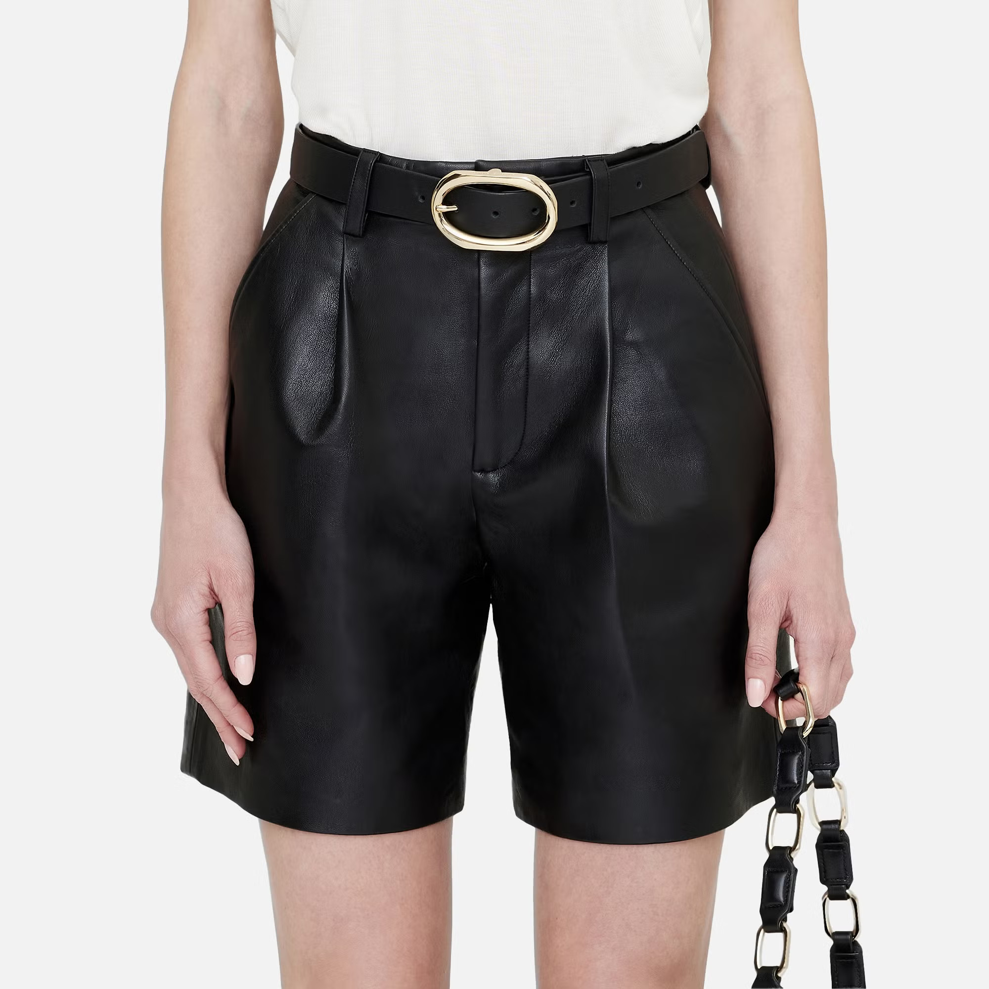 Anine Bing Recycled Leather and Faux Leather Carmen Shorts - W32 | Coggles | Coggles (Global)