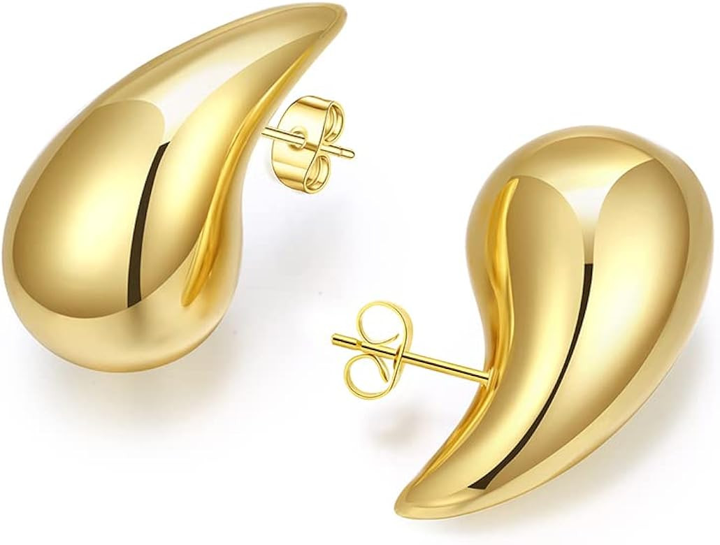 Chunky Gold Hoop Earrings For Women, Lightweight Extra Large Hypoallergenic Thick Silver Plated T... | Amazon (US)