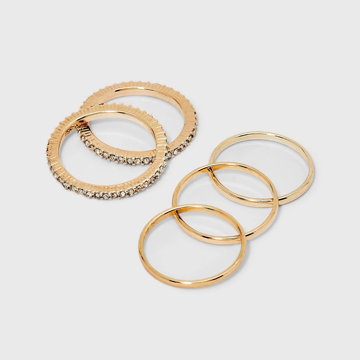 Pave Glass Clear Band Ring Set 5pc - A New Day™ Gold | Target