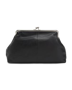 Leather Grace Oversized Kiss Lock Clutch | Leather & Suede Handbags | TJ Maxx | TJ Maxx