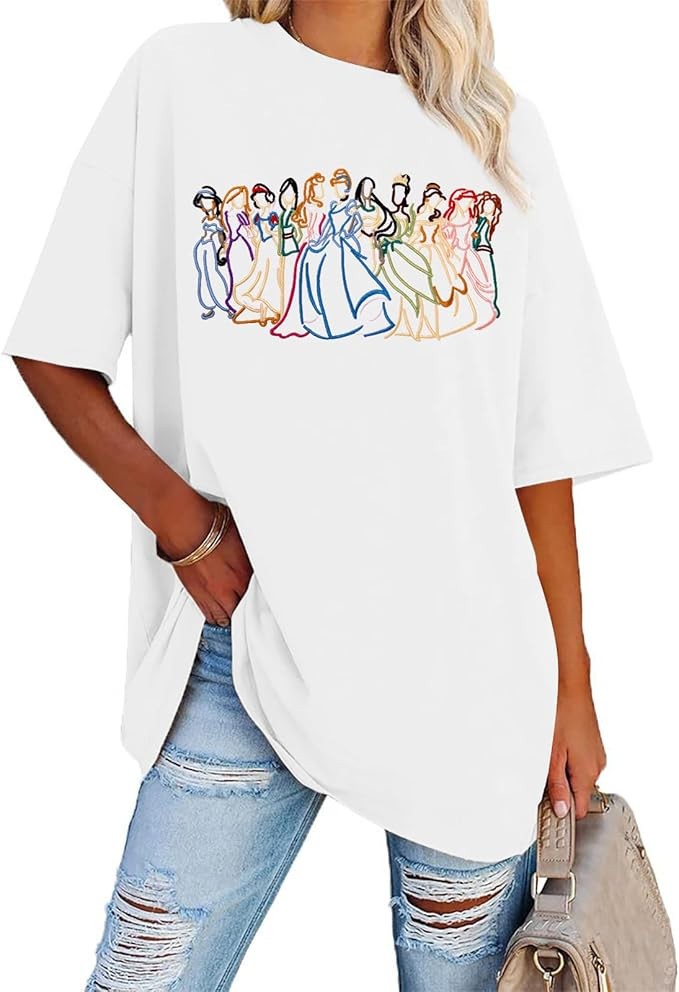 BANGELY Magical Shirt Women Cute Embroidered Magic Princess T-Shirt Family Vacation Shirt Casual ... | Amazon (US)