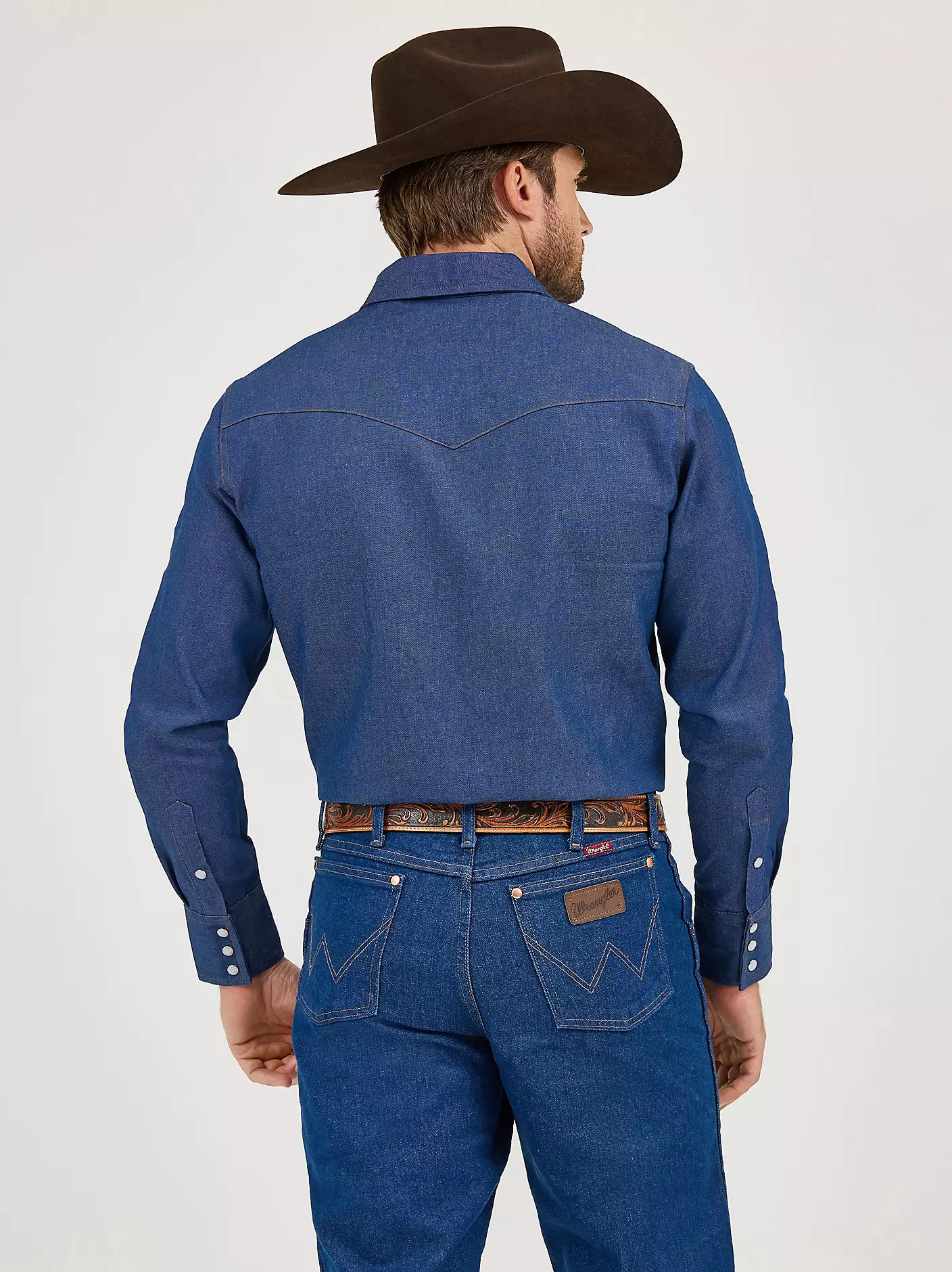Cowboy Cut\u00ae Rigid Denim Long Sleeve Western Work Shirt | Wrangler