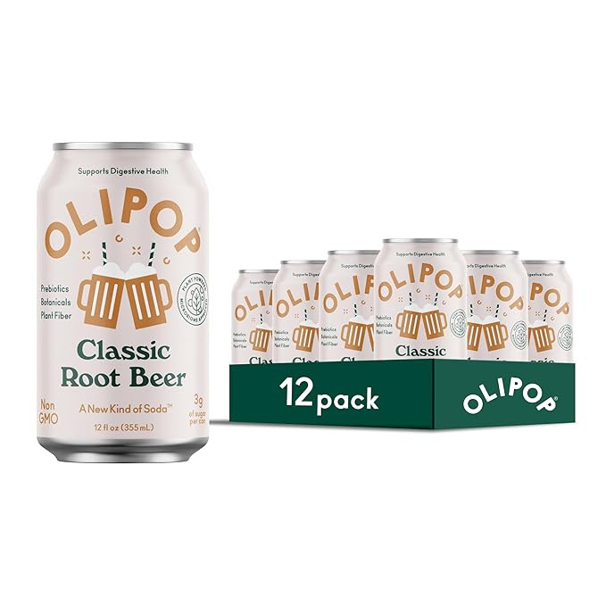 OLIPOP Prebiotic Soda Pop, Classic Root Beer, Pantry Pack Packed with Prebiotics, Fiber, and Bota... | Amazon (US)