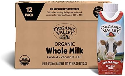 Organic Valley Whole Shelf Stable Milk, Resealable Cap, 8 Fl Oz, Pack of 12 | Amazon (US)