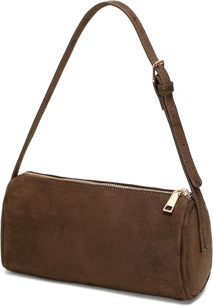 JOLLQUE Faux Suede Leather Small Shoulder Purse Row Barrel Bag for Women | Amazon (UK)