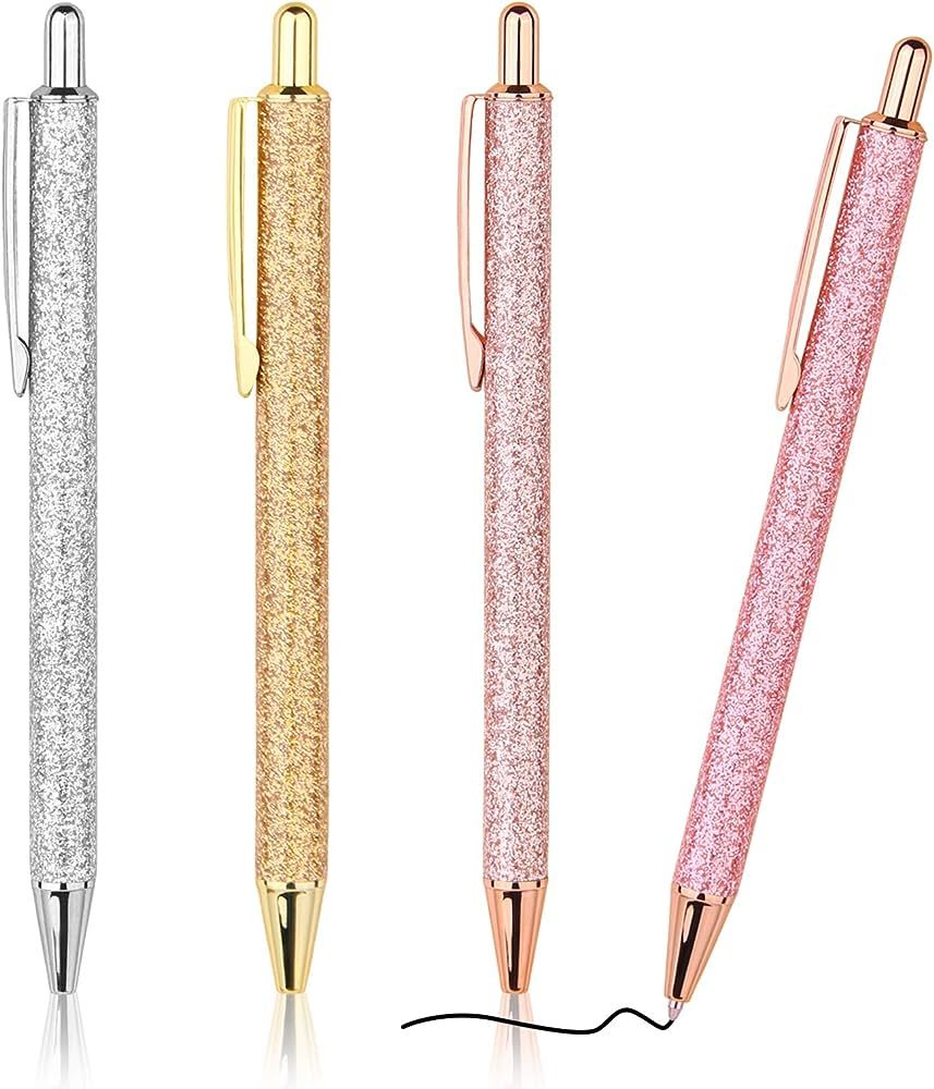 WY WENYUAN 4 Pcs Ballpoint Pens, Comfortable Writing Pens, Metal Retractable Pretty Journaling Pe... | Amazon (US)