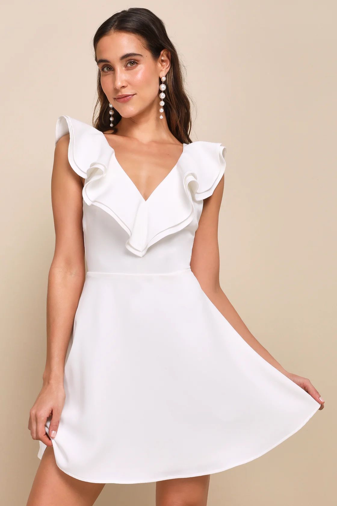 Divine Darling White Ruffled Skater Dress | Lulus