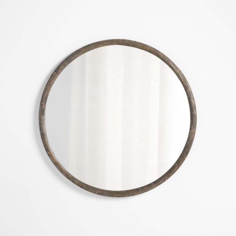Natia Ebonized Oak Round Wall Mirror 36" + Reviews | Crate & Barrel | Crate & Barrel