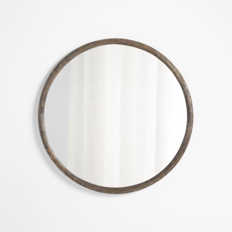 Natia Ebonized Oak Round Wall Mirror + Reviews | Crate & Barrel | Crate & Barrel