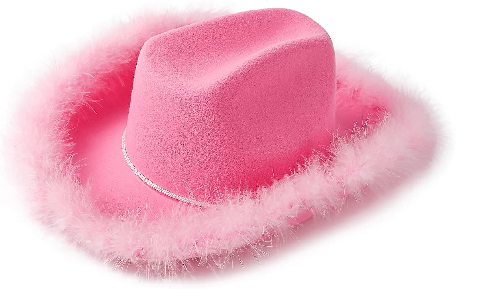 Pink Feather Boa Cowgirl Hat for Teengae Girls or Women for Bachelorette Party, Cowboy Themed Par... | Amazon (US)