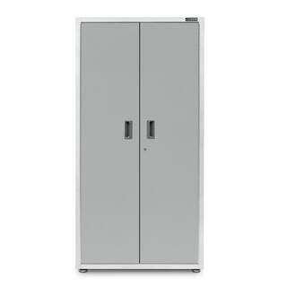 Ready-to-Assemble Steel Freestanding Garage Cabinet in Hammered White (36 in. W x 72 in. H x 18 i... | The Home Depot