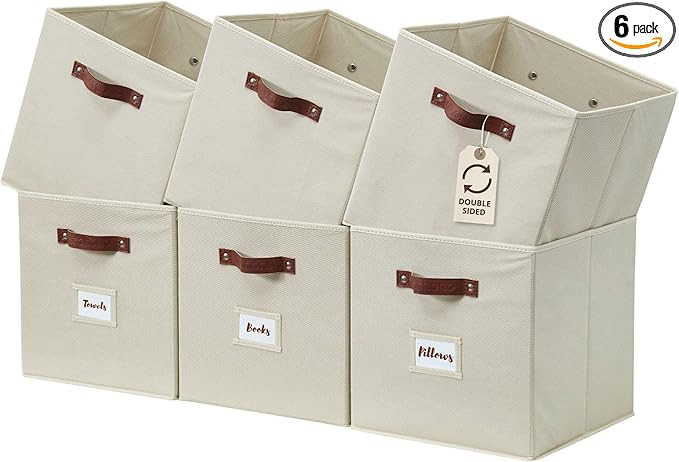 DECOMOMO Storage Bins, Cube Storage Bin with Labels, Fabric Storage Cubes for Shelves (10.5" x 11... | Amazon (US)
