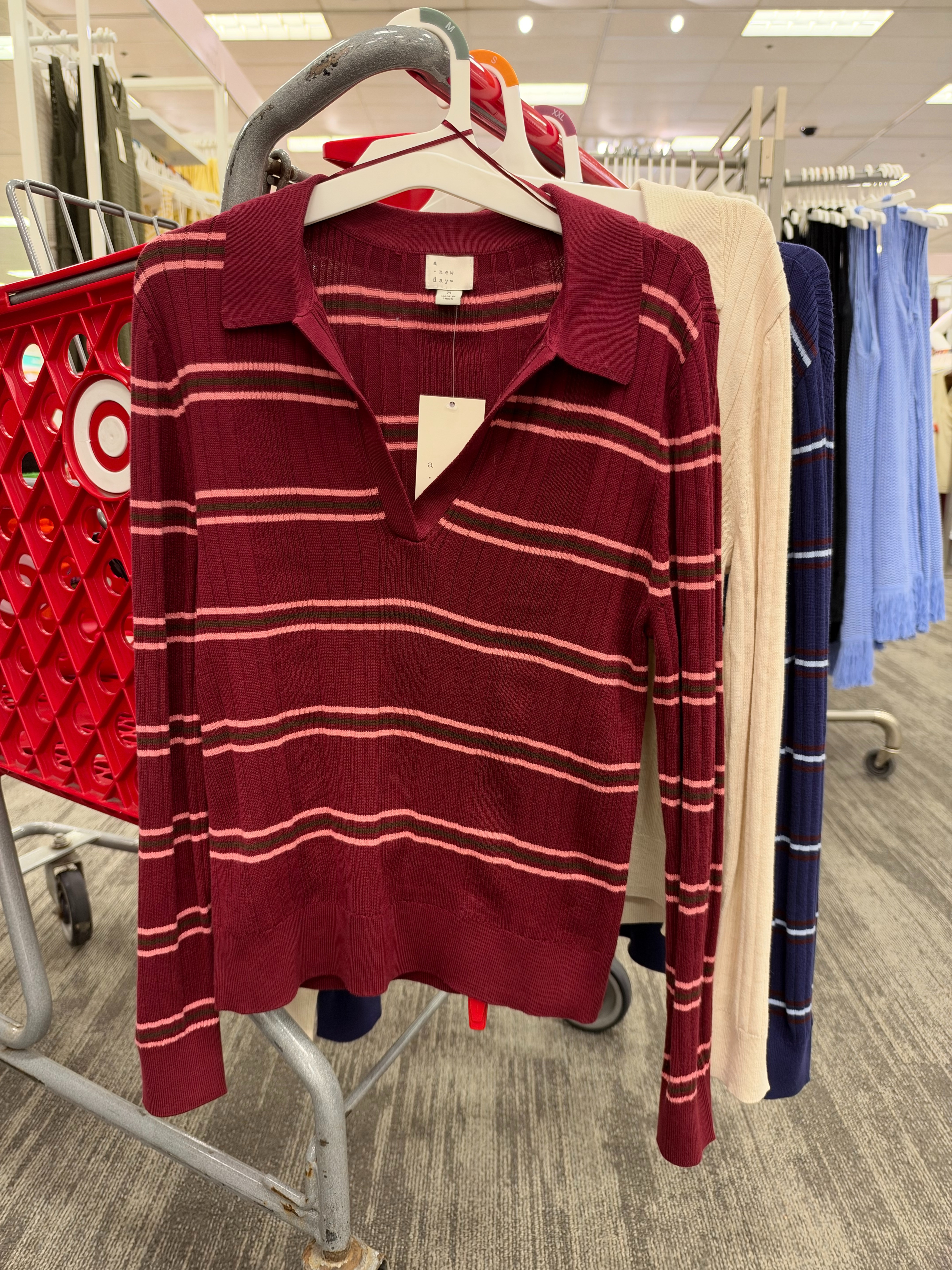 Target fall fashion finds! This burgundy striped collared sweater is such a cute addition to your fall wardrobe and perfect for casual outfits, workwear, or layering with your favorite jeans. Loving the preppy, effortless look and rich fall color! Shop this Target sweater!

Fall outfits women over 50, fall wedding guest dresses, fall dresses, wedding guest dress summer, date night outfits, fall fashion hauls, halloween decorations, fall decor, fall shoes, country concert outfits 

 #LTKootd #LTKSeasonal