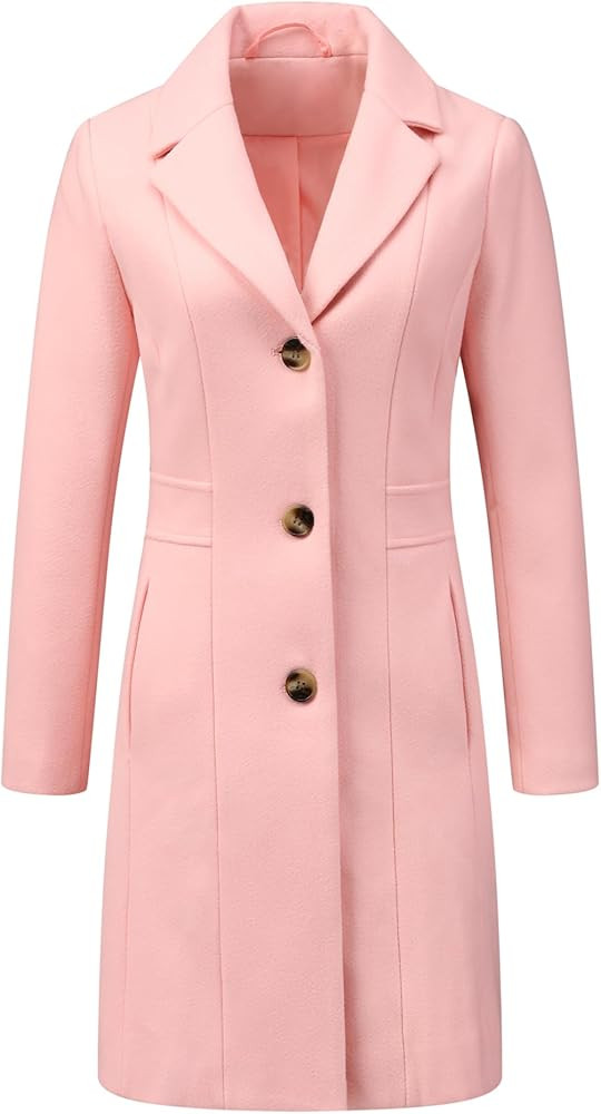 Allegra K Women's Trench Coats Single Breasted Long Outerwear Winter Coat | Amazon (US)