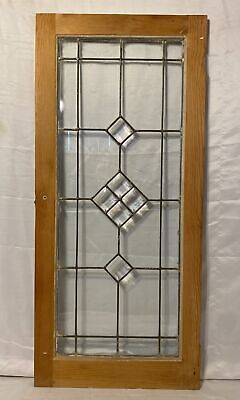 Antique Leaded Wavy Glass Cabinet Case Door Window Wood Frame Beveled 37.5" #A | eBay US