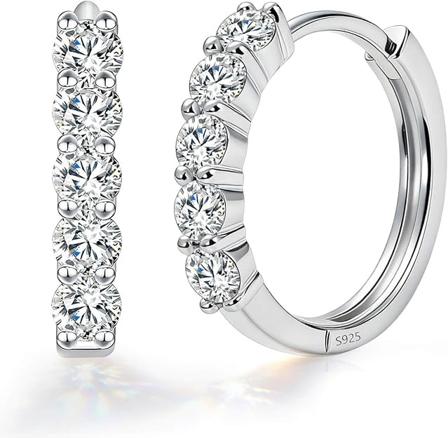 WES 925 Sterling Silver Hypoallergenic Moissanite Hoop Earrings for Women | Amazon (US)