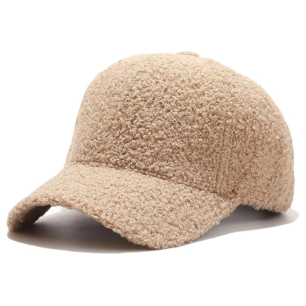 Winter Baseball Cap for Women Lamb Wool Solid Color Warm Baseball Cap for Outdoor Travel | Amazon (US)