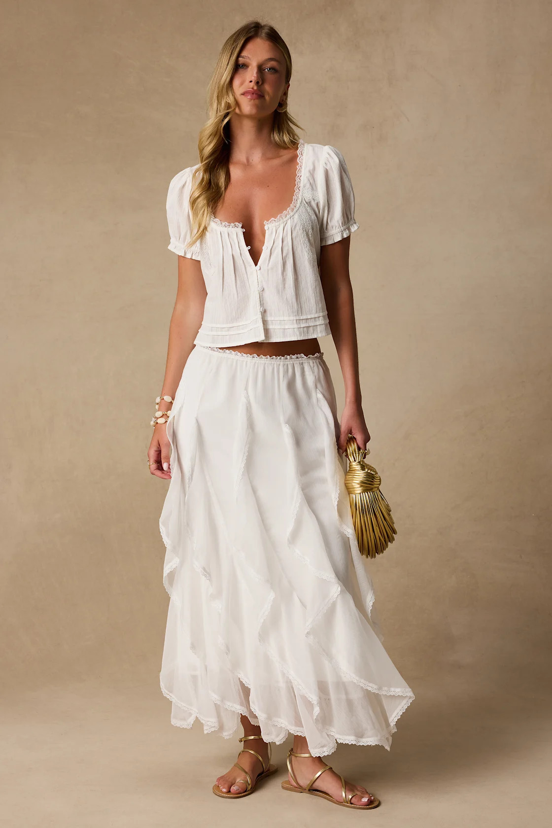Tina White Ruffled Maxi Skirt | Lulus