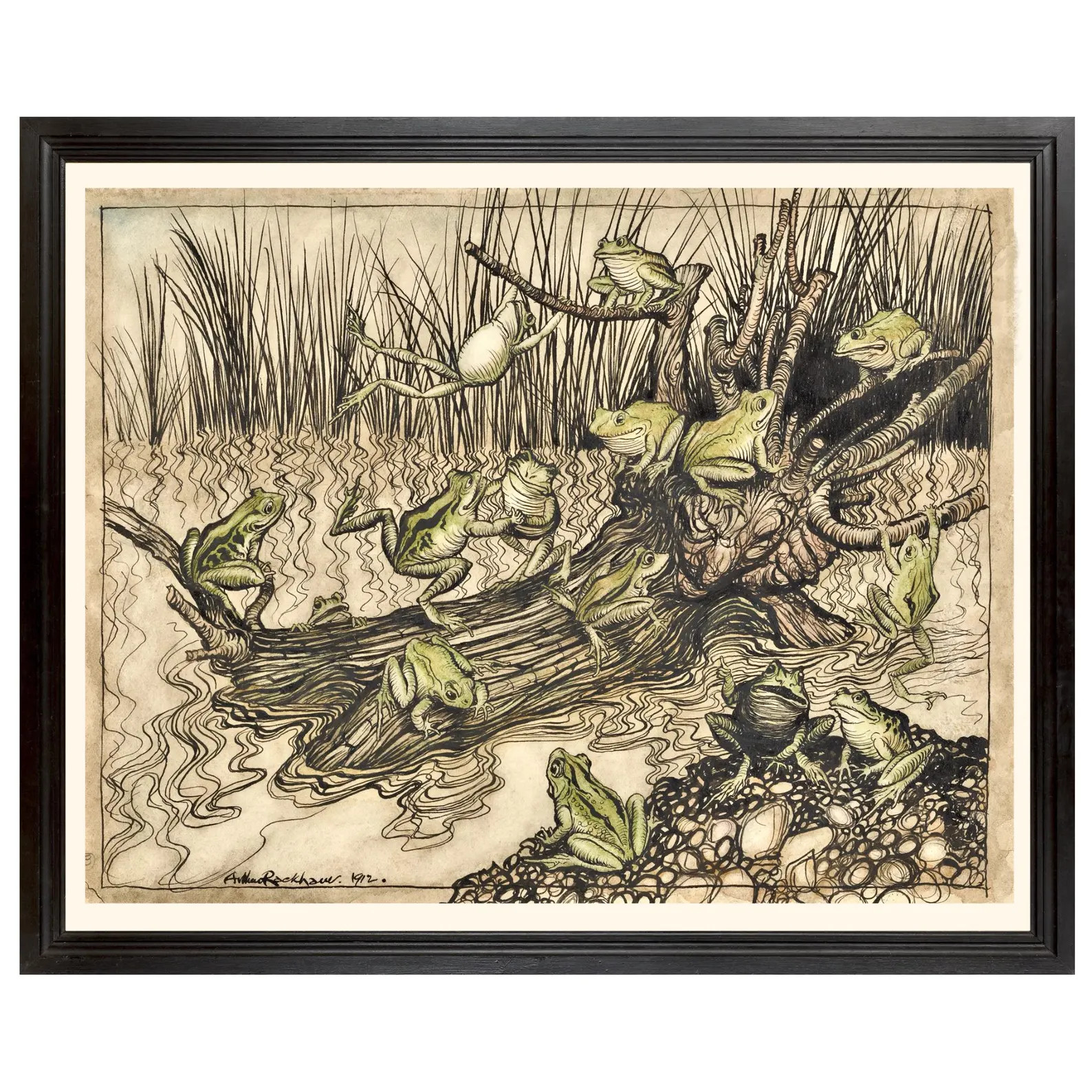 Playful Frogs Art Print, Reproduction Vintage Illustration, Arthur Rackham Fairytale Book Illustr... | Etsy (Global)