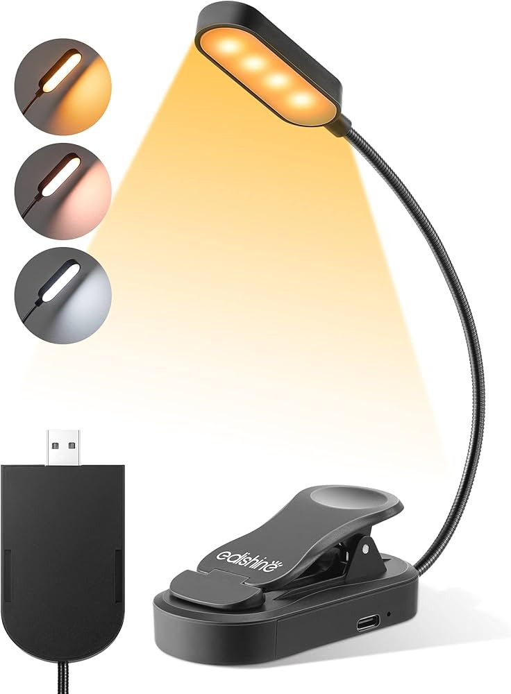EDISHINE Book Light for Reading at Night in Bed, Portable Clip-on Bookmark, 3 Color Modes & Stepl... | Amazon (US)