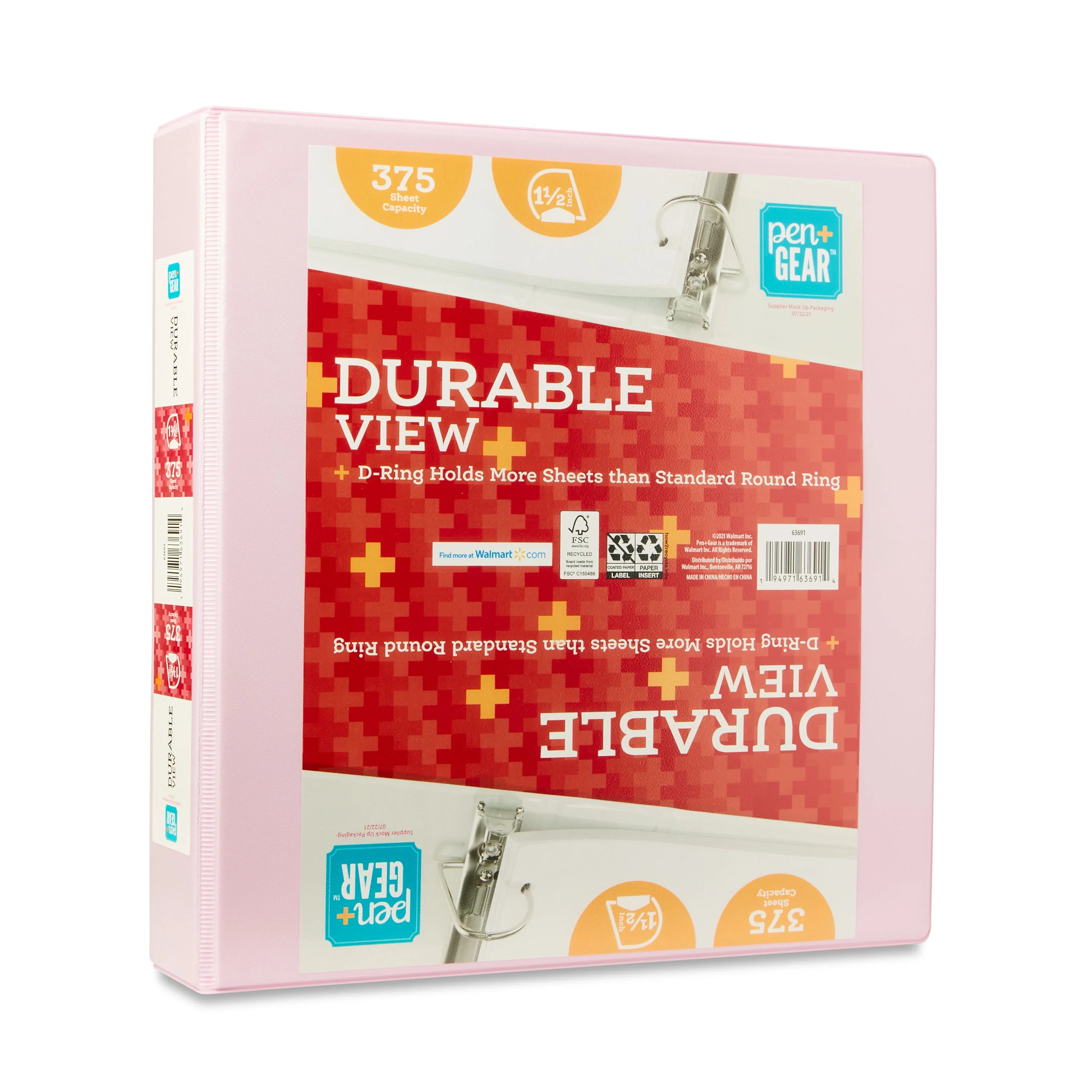 Pen+Gear Durable View 3-Ring Binder with 1.5-inch Rings, 1 1/2" Slanted D-Rings, Lilac | Walmart (US)