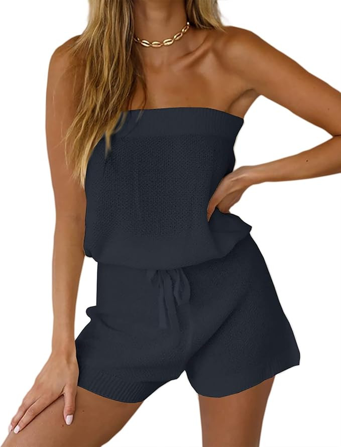 Chang Yun Womens Summer Jumpsuits Casual Loose Sleeveless Off Shoulder Elastic Waist Romper Loung... | Amazon (US)