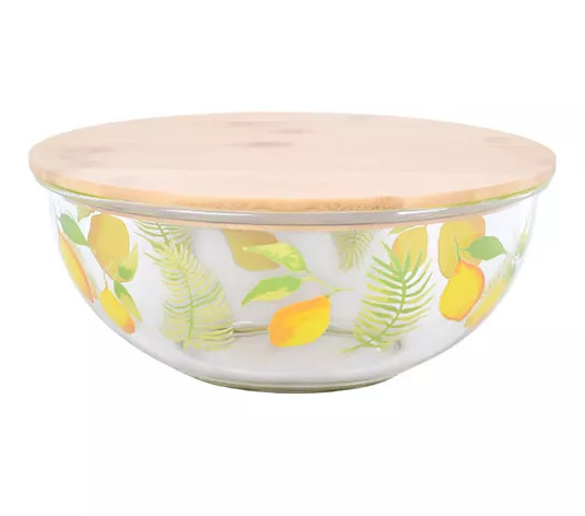 Temp-tations Seasonal 3-qt Glass Bowl with Bamboo Lid - QVC.com | QVC