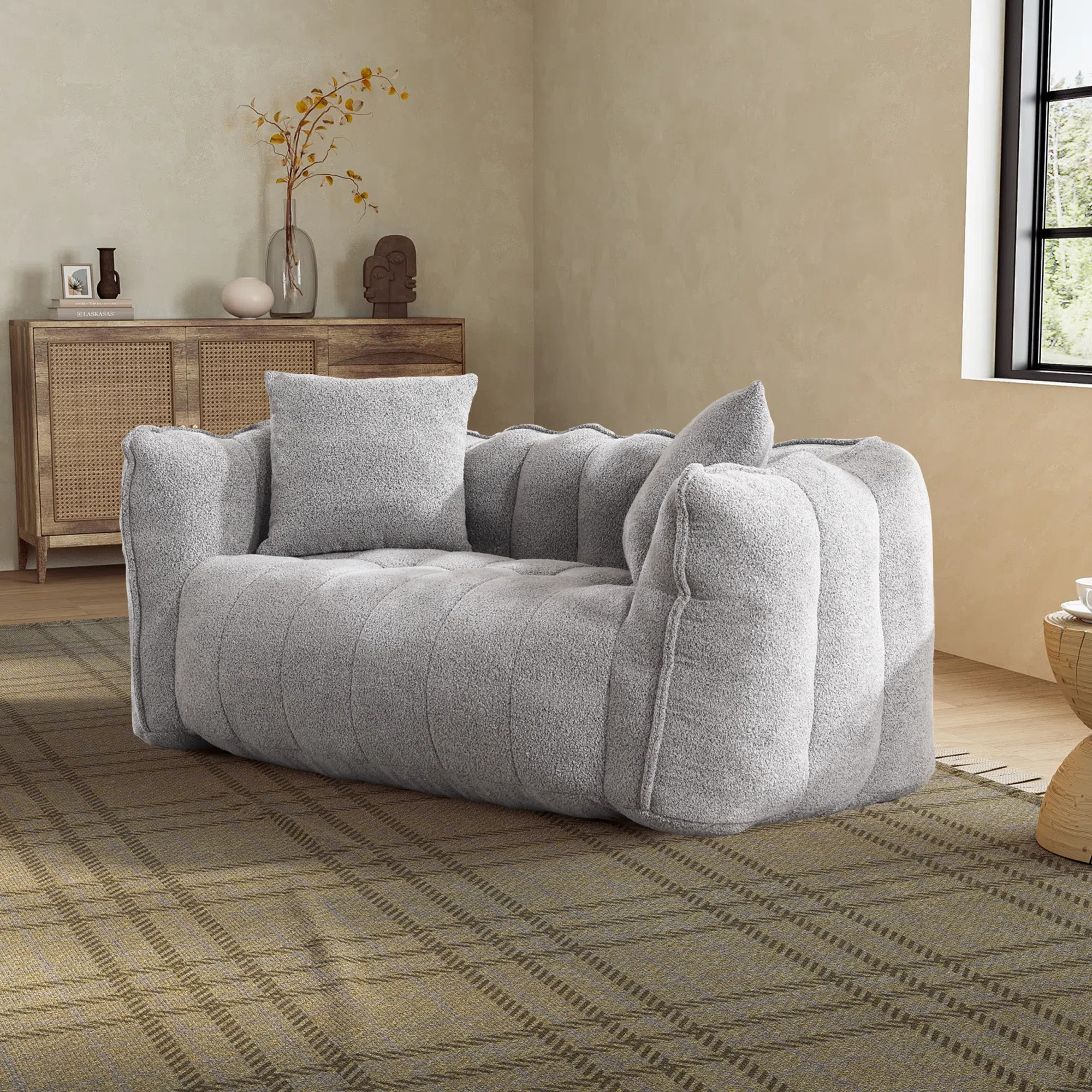 Hokku Designs Chenille Bean Bag Sofa Tufted Loveseat & Reviews | Wayfair | Wayfair North America