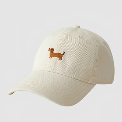 Anna-Kaci Women's Embroidered Sausage Dog Baseball Cap with Curved Brim and Adjustable Strap Casual Life- Beige | Target